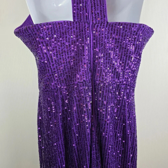 ToccinxRTR Design Collective Purple Party Sequin Asymmetrical Halter Dress Size8 - Picture 12 of 16
